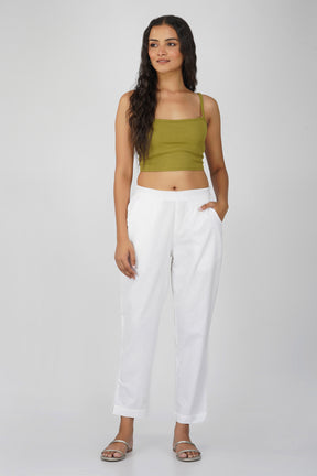 White Cotton Trouser for Women