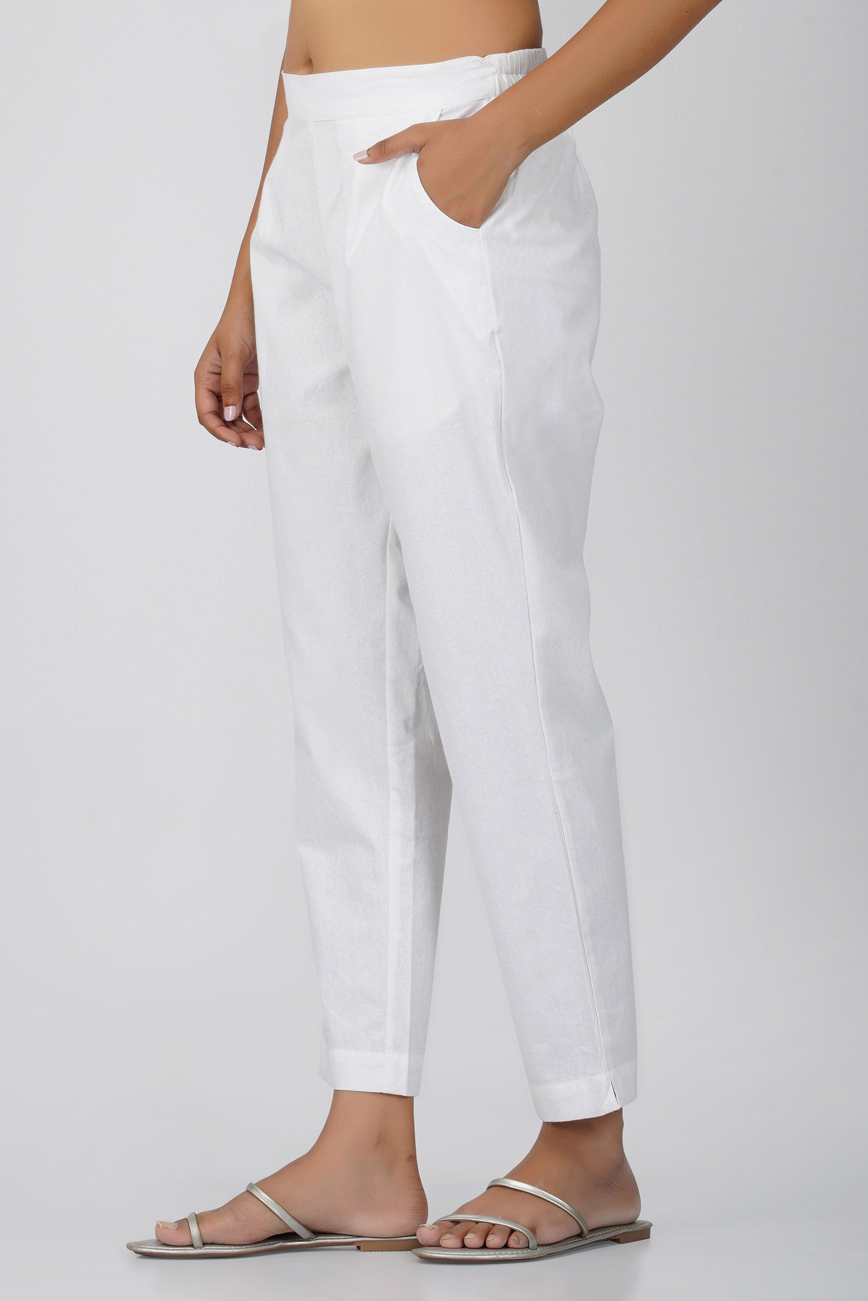 White Cotton Trouser for Women