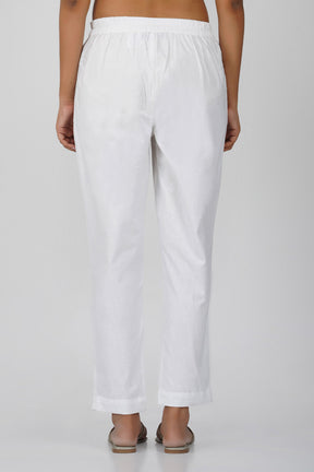 White Cotton Trouser for Women