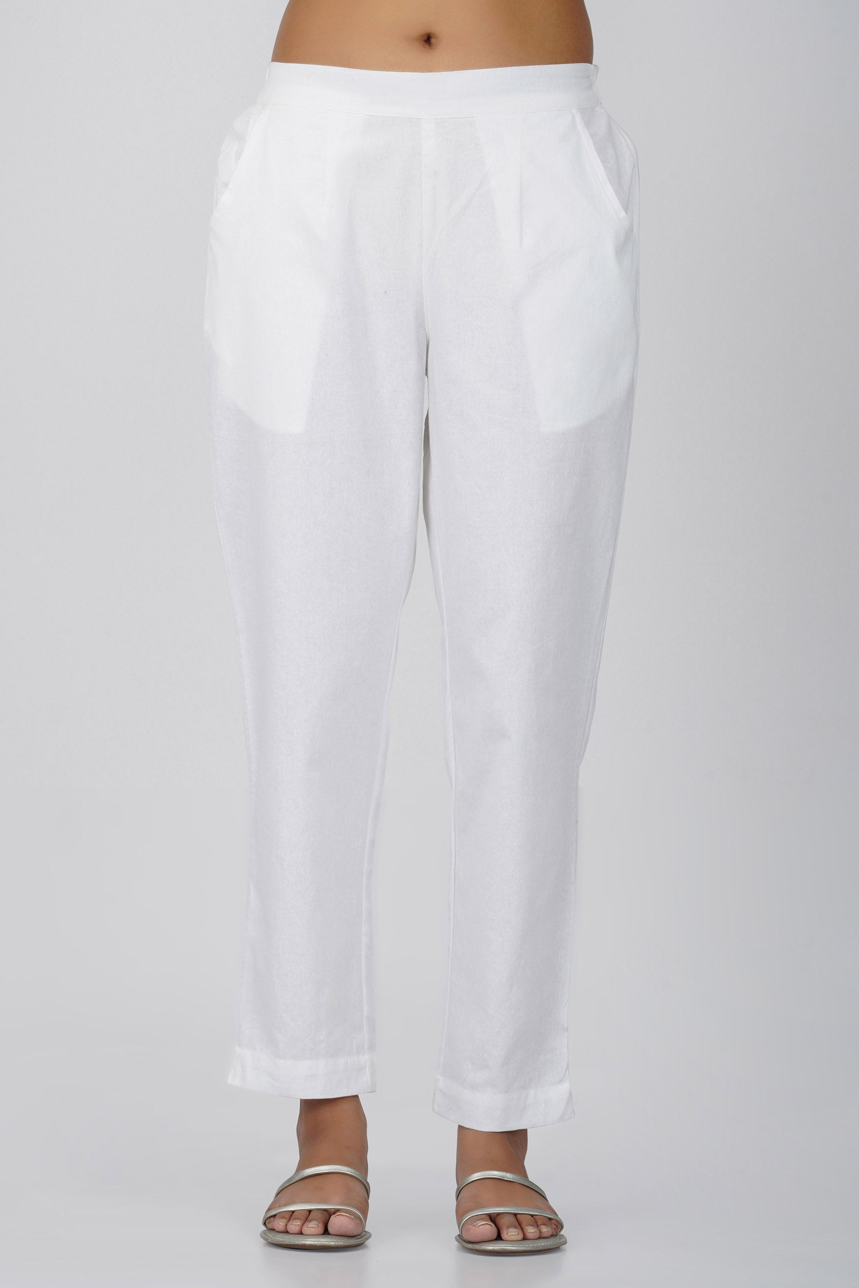 White Cotton Trouser for Women