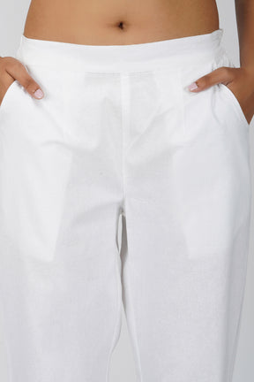 White Cotton Trouser for Women